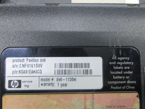 Hp Pavilion dv6 Bottom Cover ZYE3CUT3T
